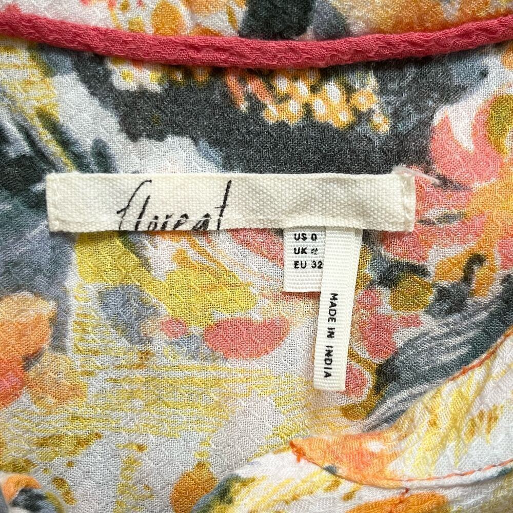 Anthropologie Floreat Anafa Tiered Tank Top Orange Floral Print, Size 0 - Picture 4 of 11